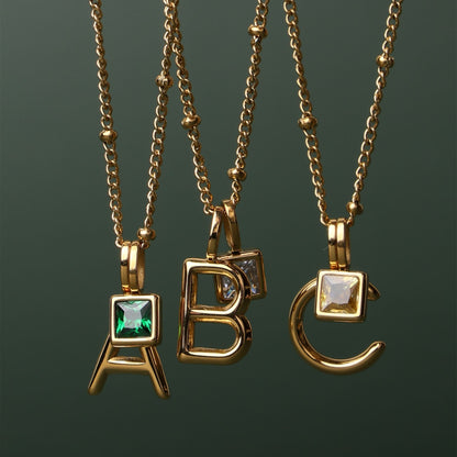 Initial & Birthstone Charm Necklace