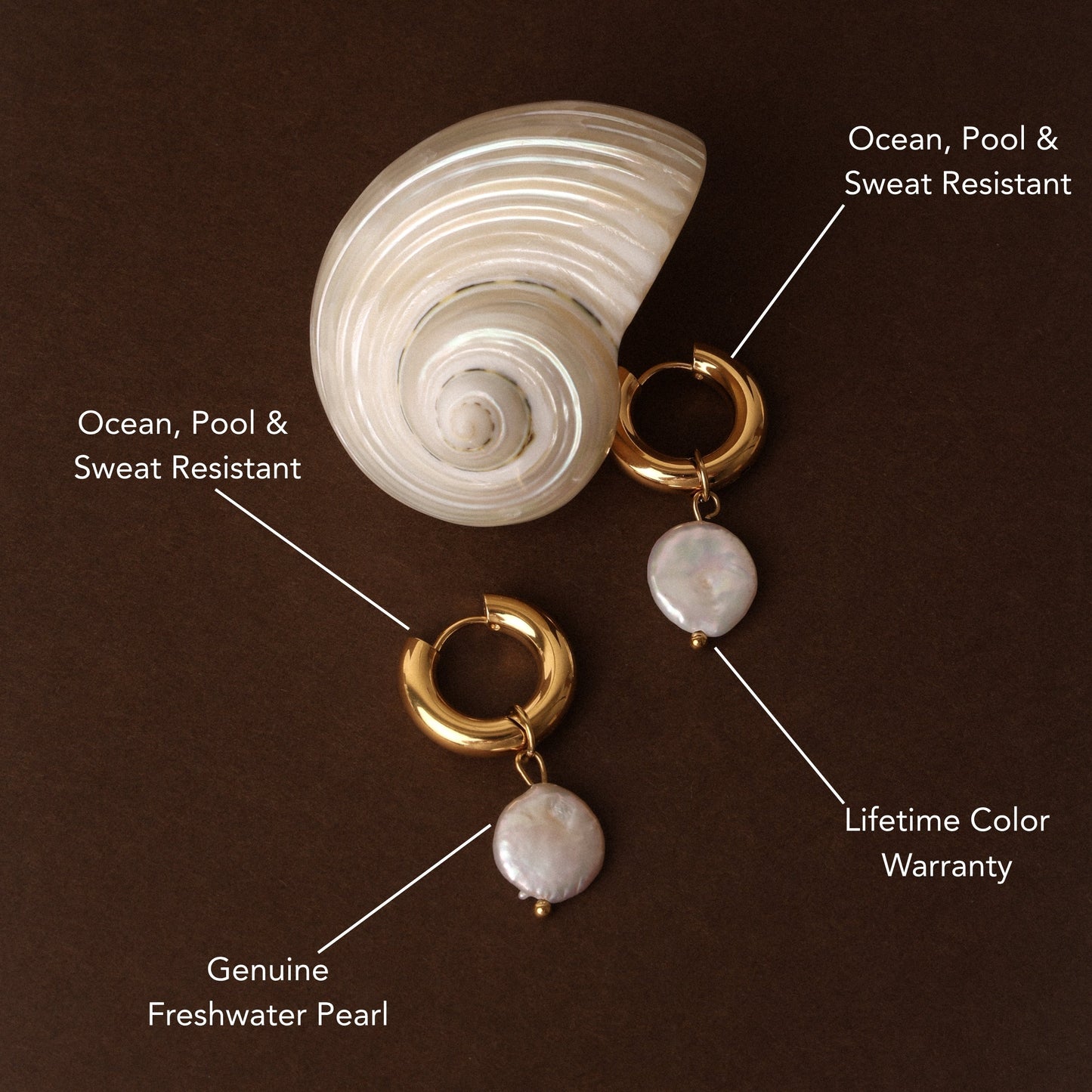 Aretes de aro gruesos con perlas