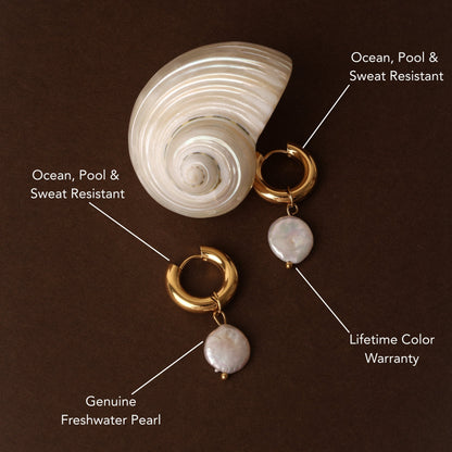 Aretes de aro gruesos con perlas