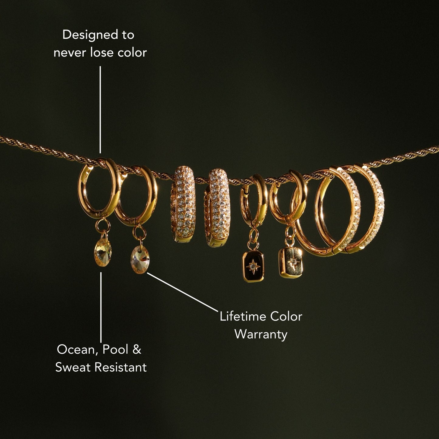 Pendientes colgantes de oro rosa