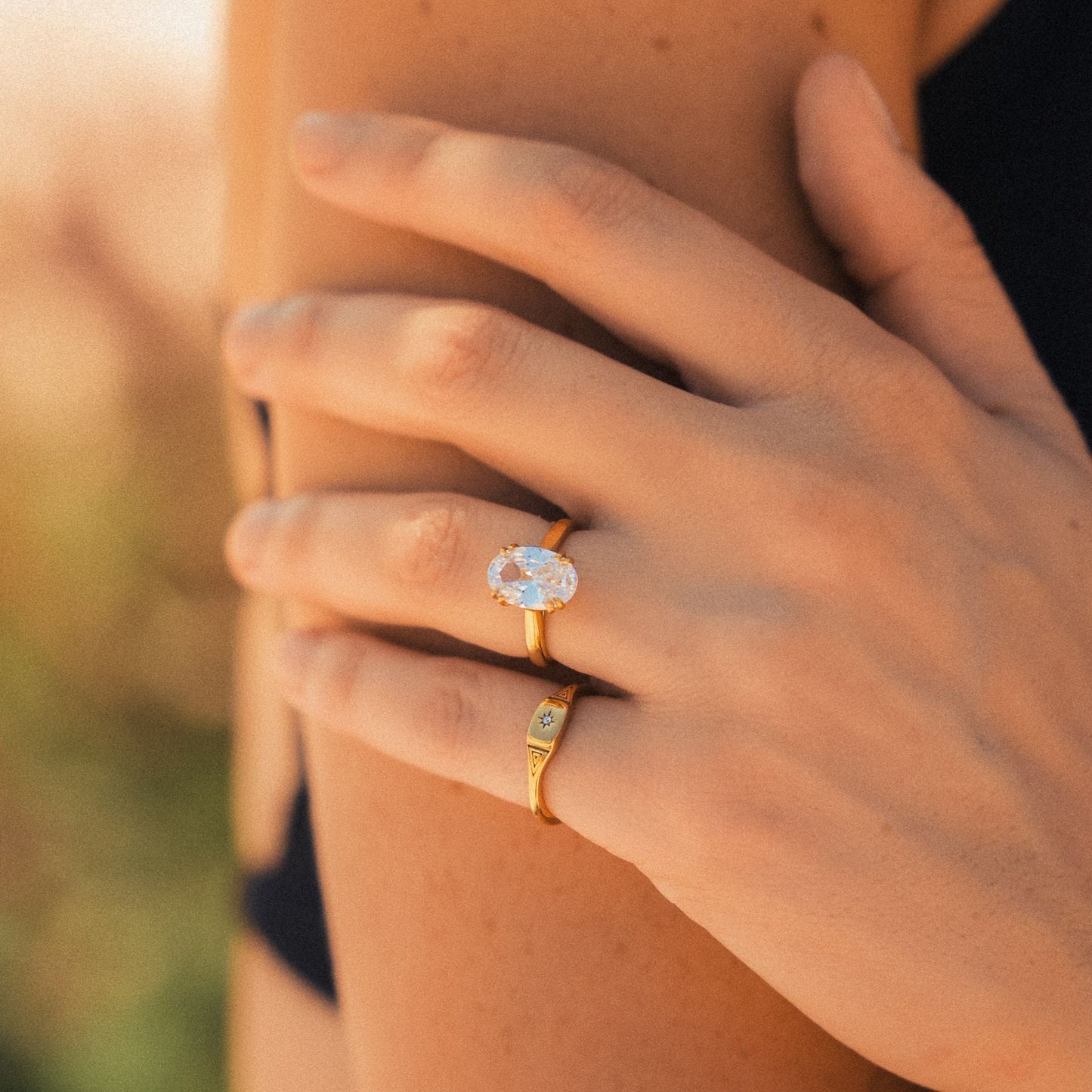 Anillo Solitario Ovalado