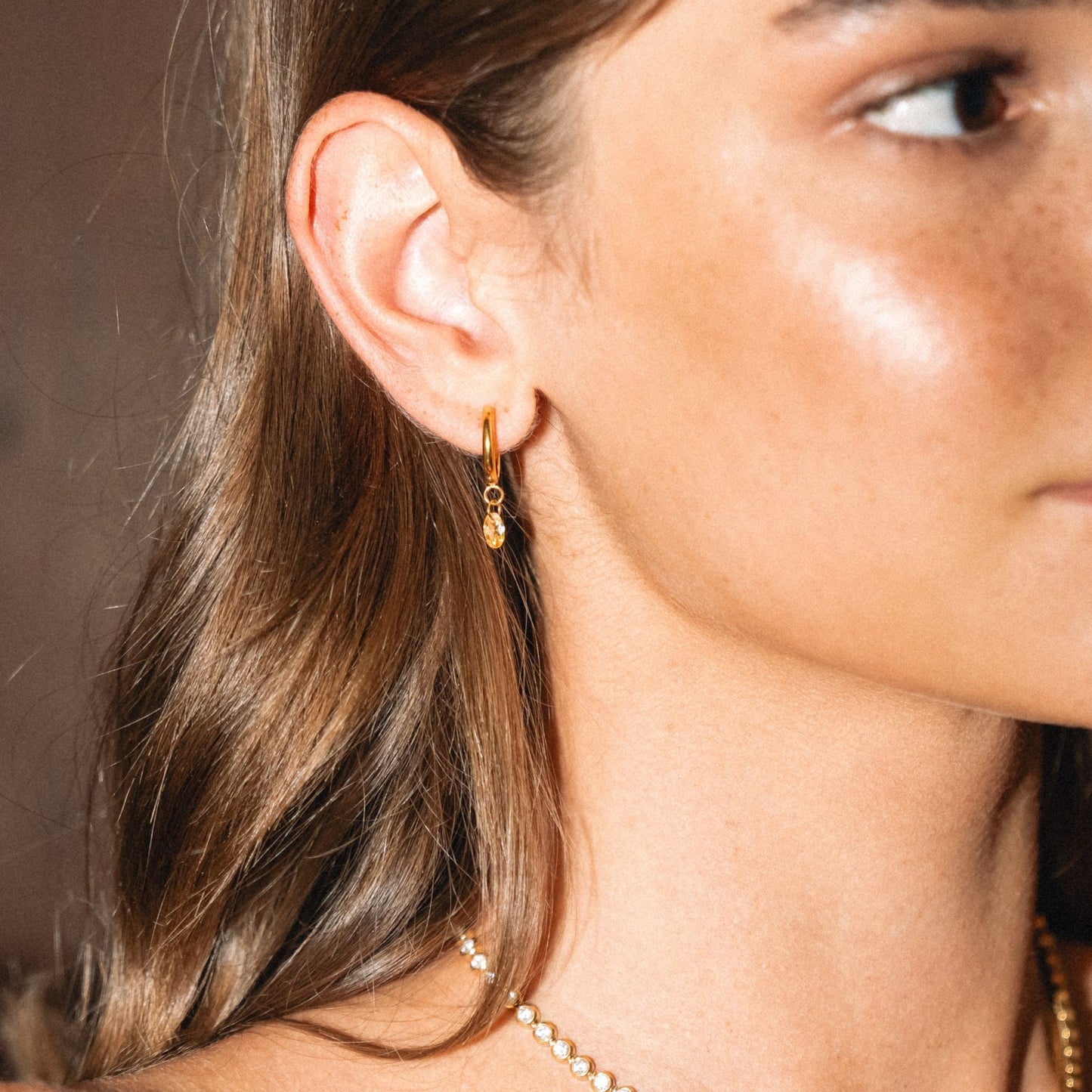 Pendientes colgantes de oro rosa