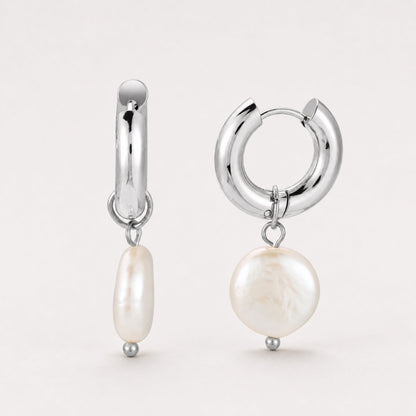 Aretes de aro gruesos con perlas