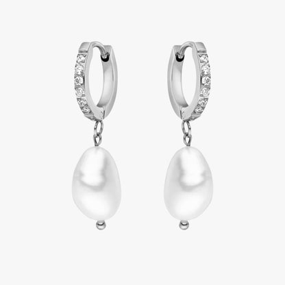 Pendientes de aro con perlas de agua dulce